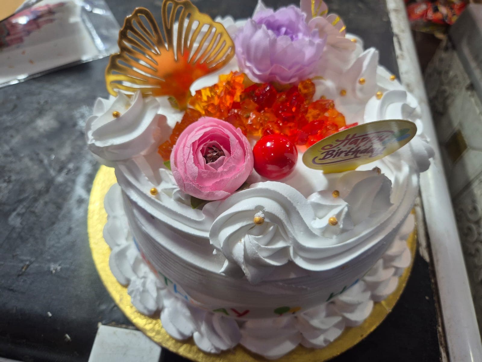 Royal 5-Tier Gold & White Wedding Cake